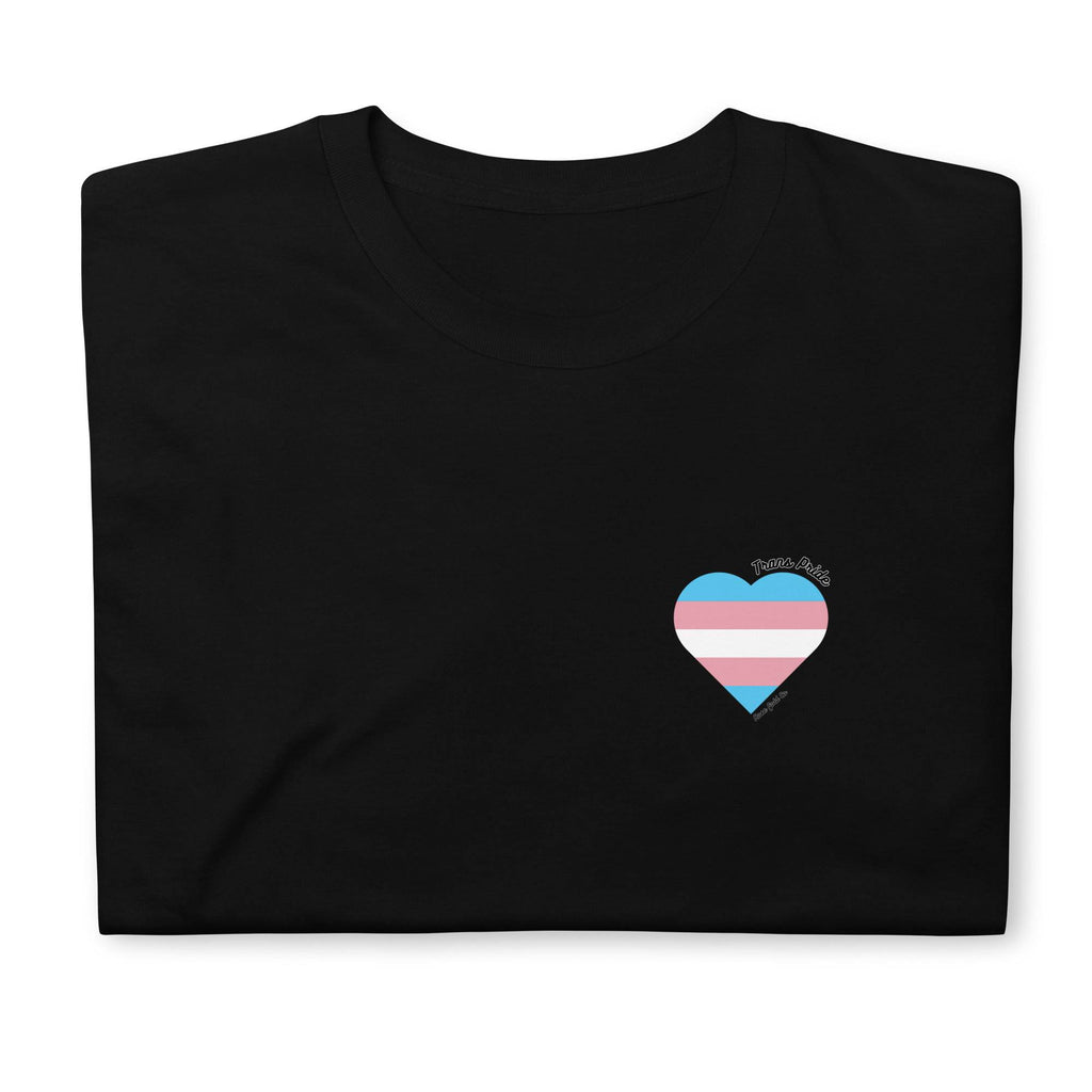 Trans pride flag heart tee, front — Rose Gold Co