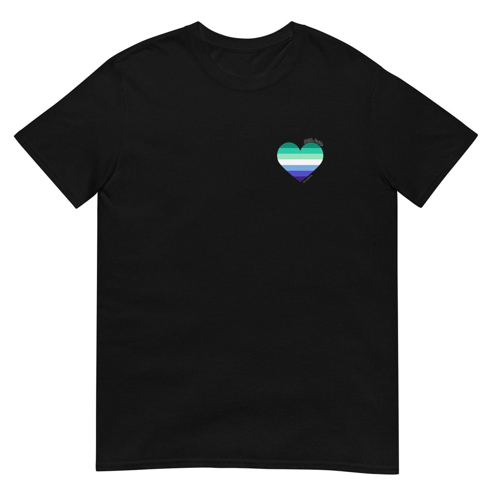 MLM pride flag heart tee, view 2 — Rose Gold Co