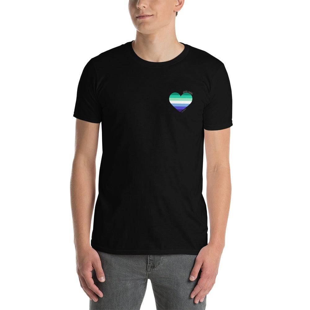 MLM pride flag heart tee, view 3 — Rose Gold Co