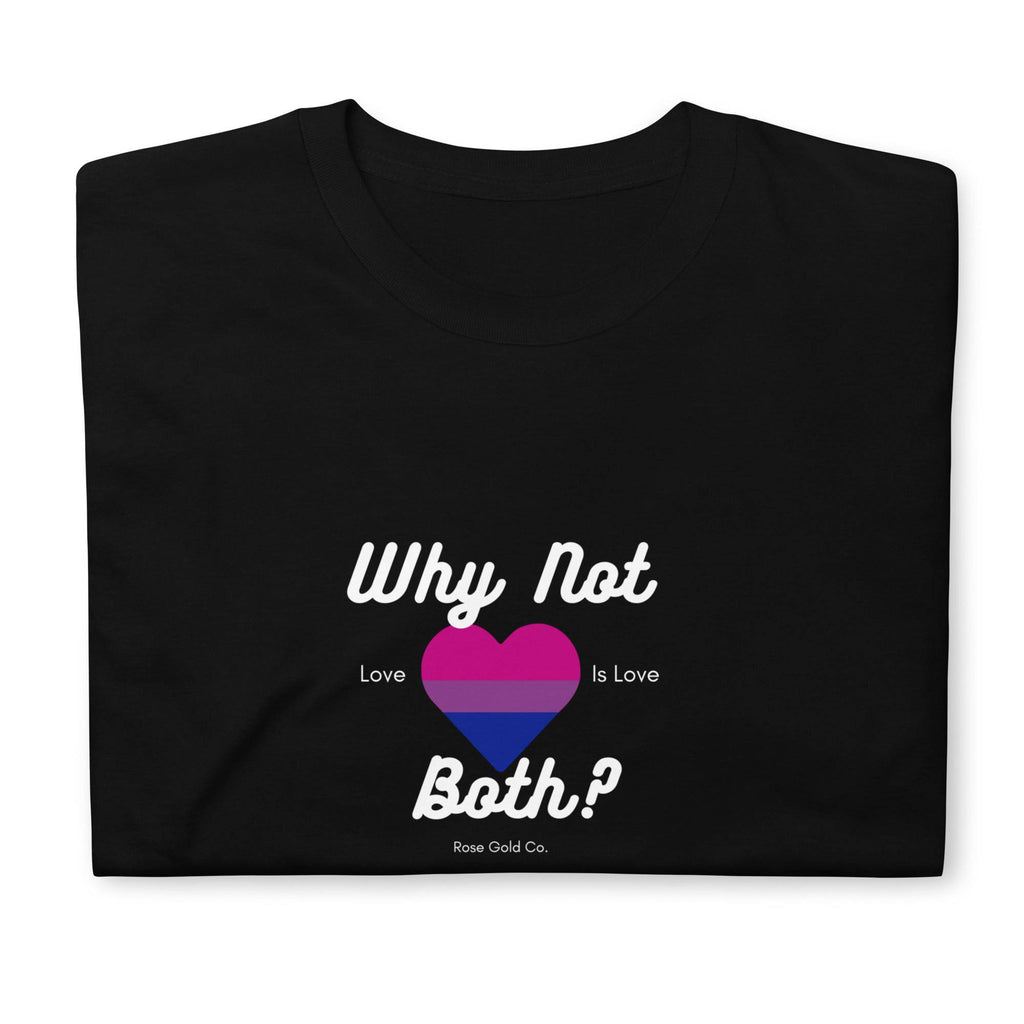 Why Not Both? bisexual pride tee, front — Rose Gold Co