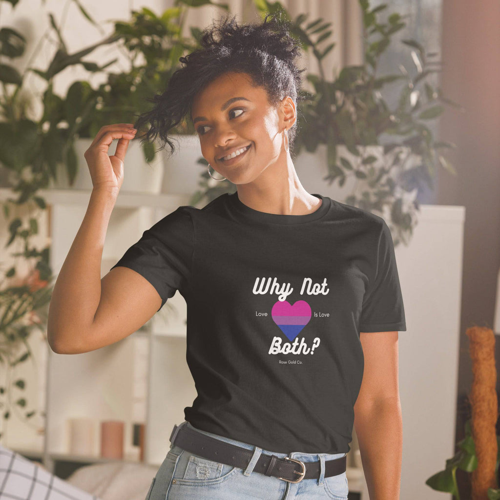 Why Not Both? bisexual pride tee, view 3 — Rose Gold Co