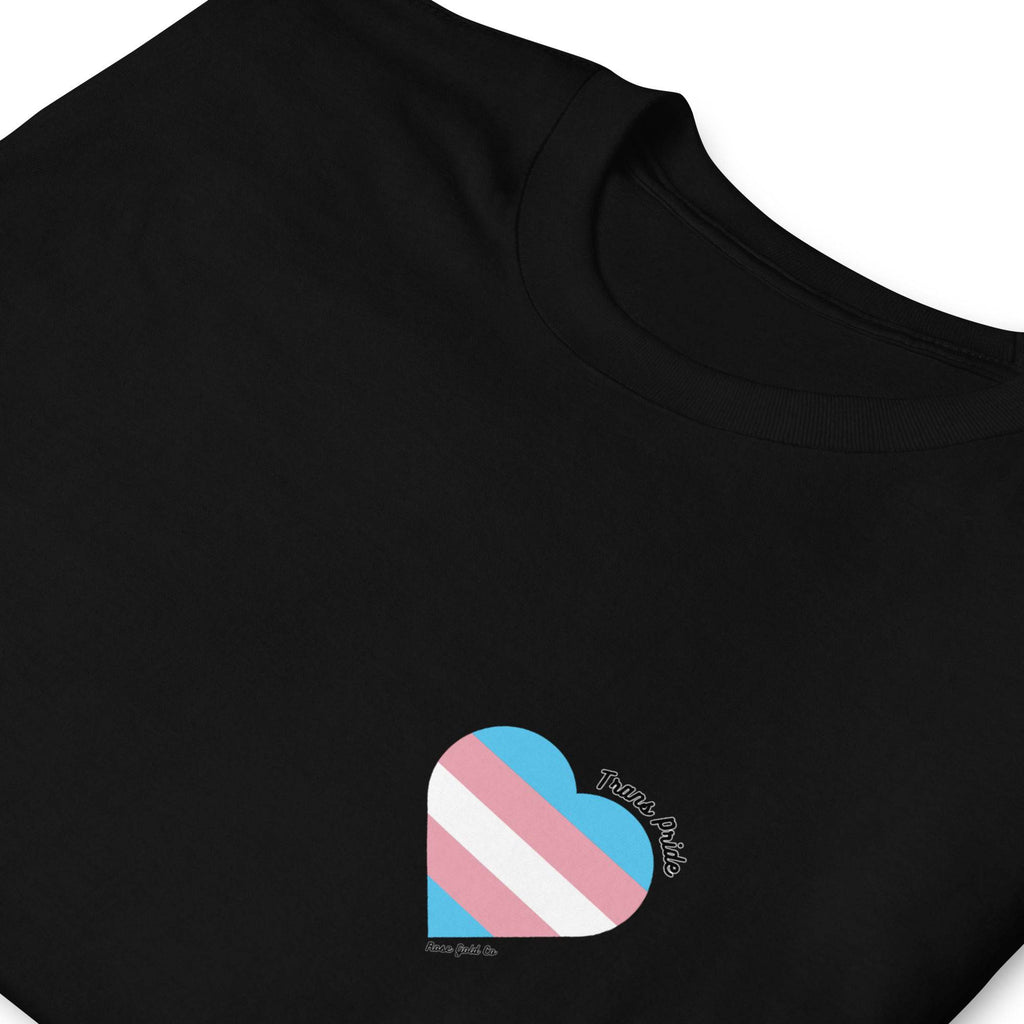 Trans pride flag heart tee, view 3 — Rose Gold Co