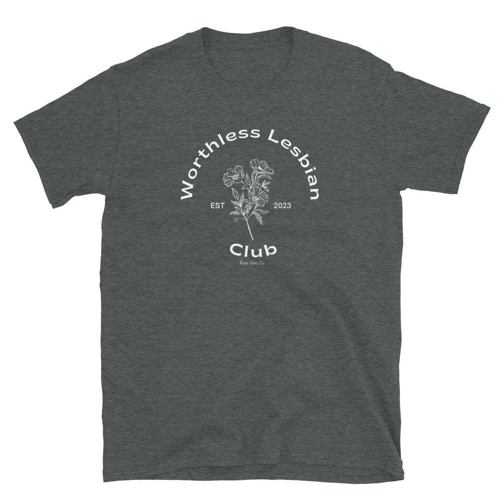 Worthless Lesbian Club tee, view 8 — Rose Gold Co