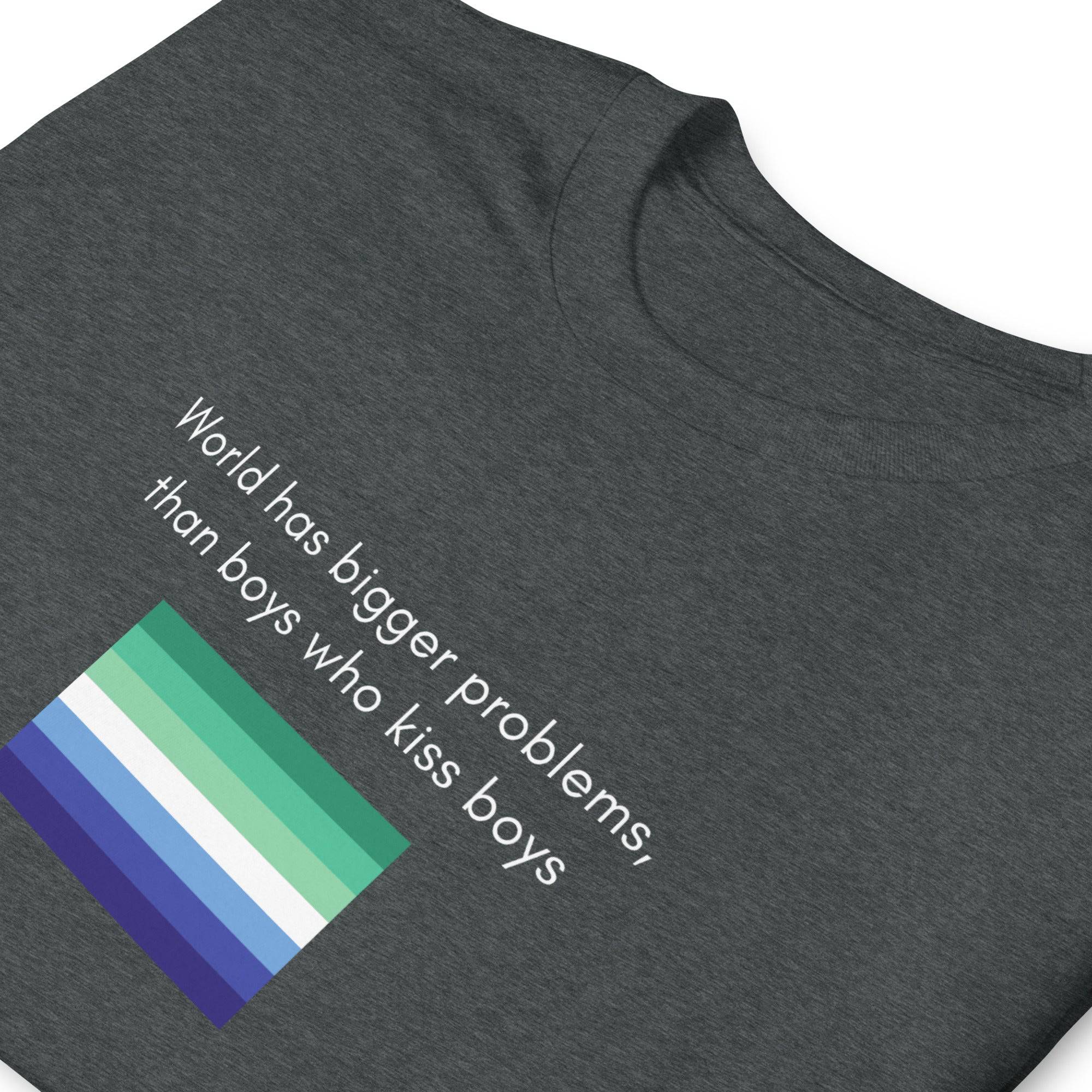The World Has Bigger Problems MLM pride tee, view 8 — Rose Gold Co