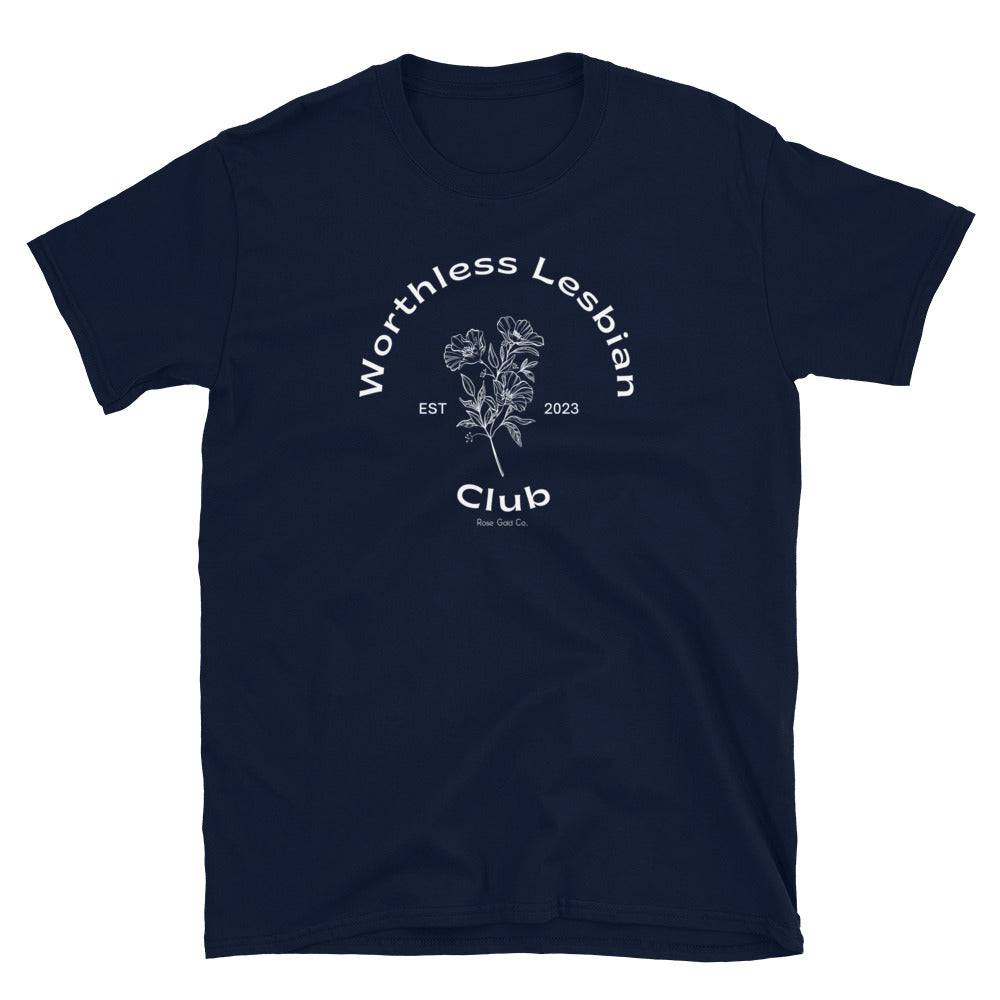 Worthless Lesbian Club tee, view 7 — Rose Gold Co