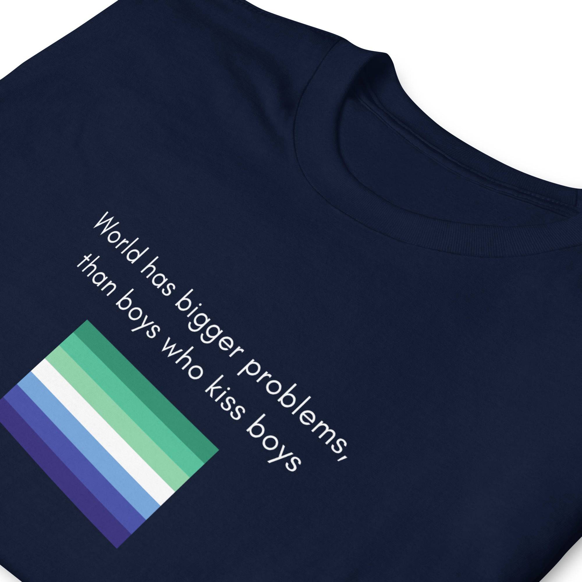 The World Has Bigger Problems MLM pride tee, view 6 — Rose Gold Co