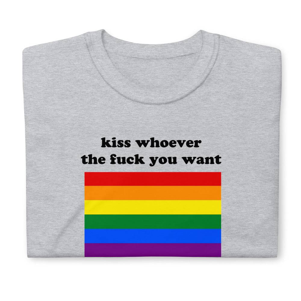 Kiss Whoever Tf You Want rainbow graphic tee, view 6 — Rose Gold Co