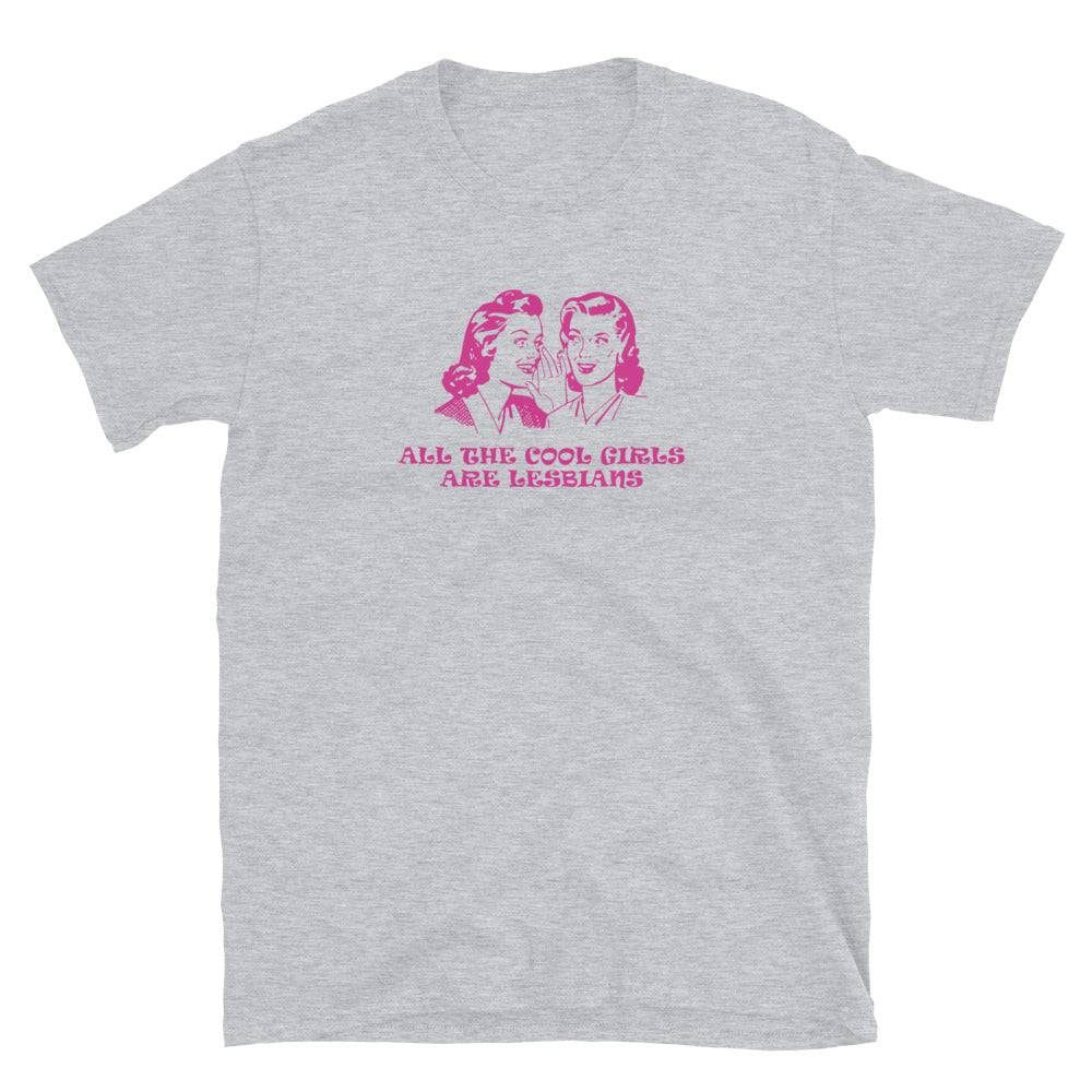 All Cool Girls Are Lesbians white graphic tee, view 3 — Rose Gold Co