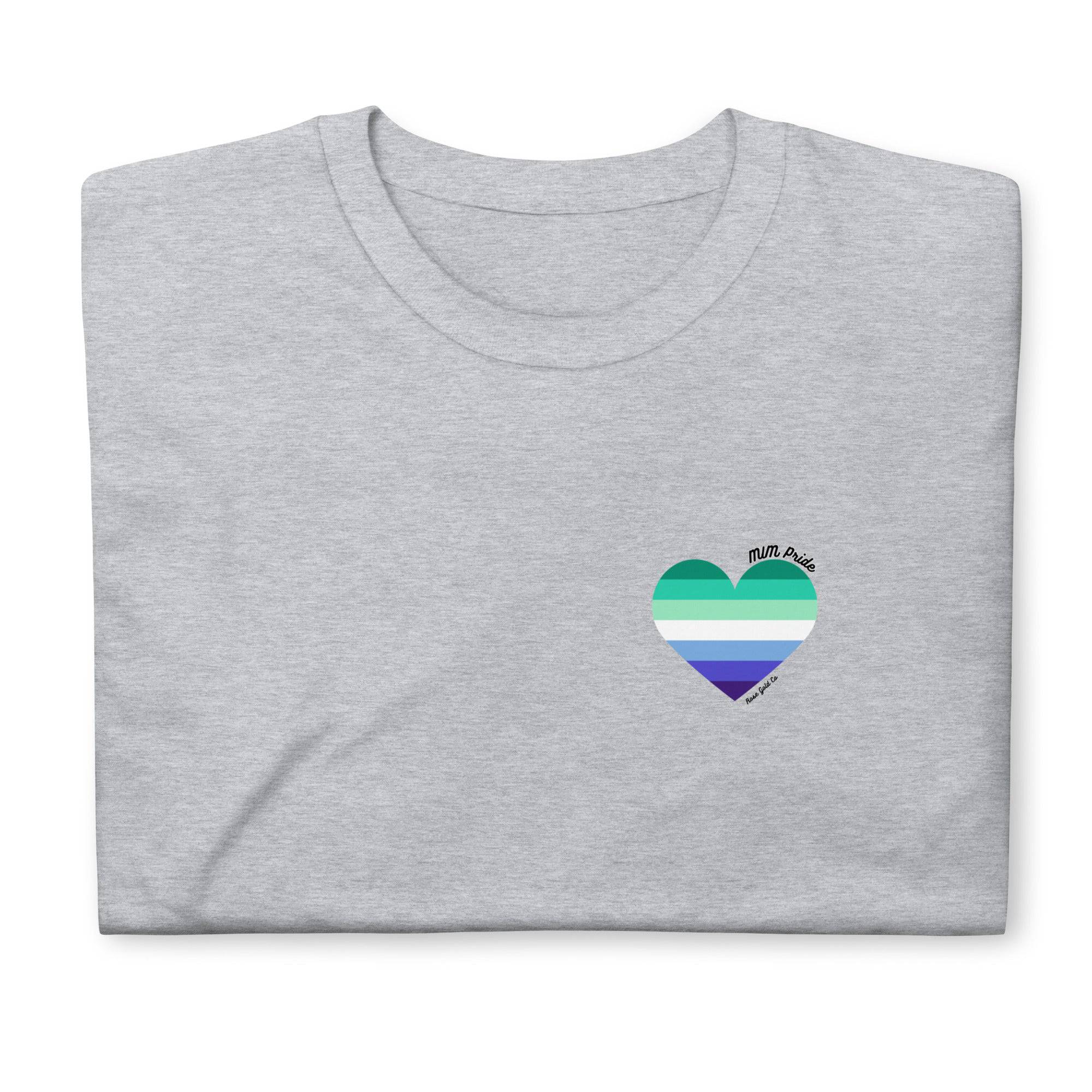 MLM pride flag heart tee, view 7 — Rose Gold Co