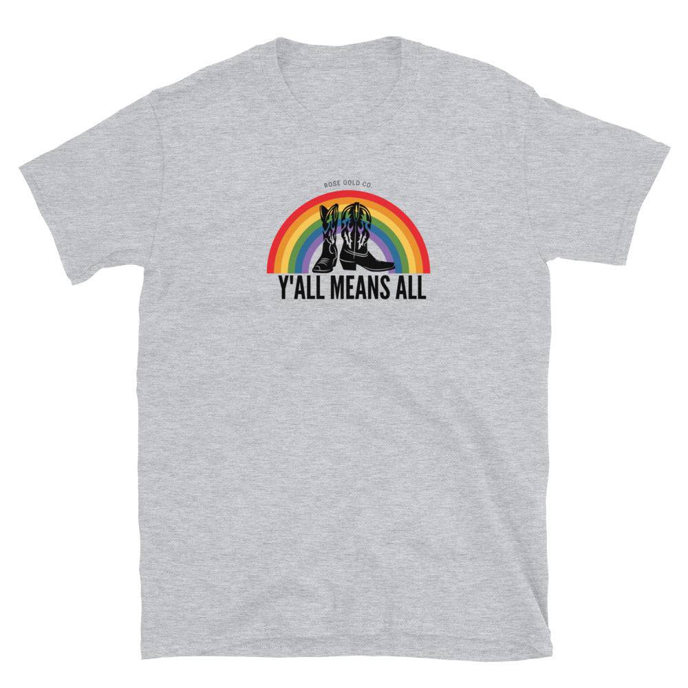 Y'all Means All ally tee, view 6 — Rose Gold Co