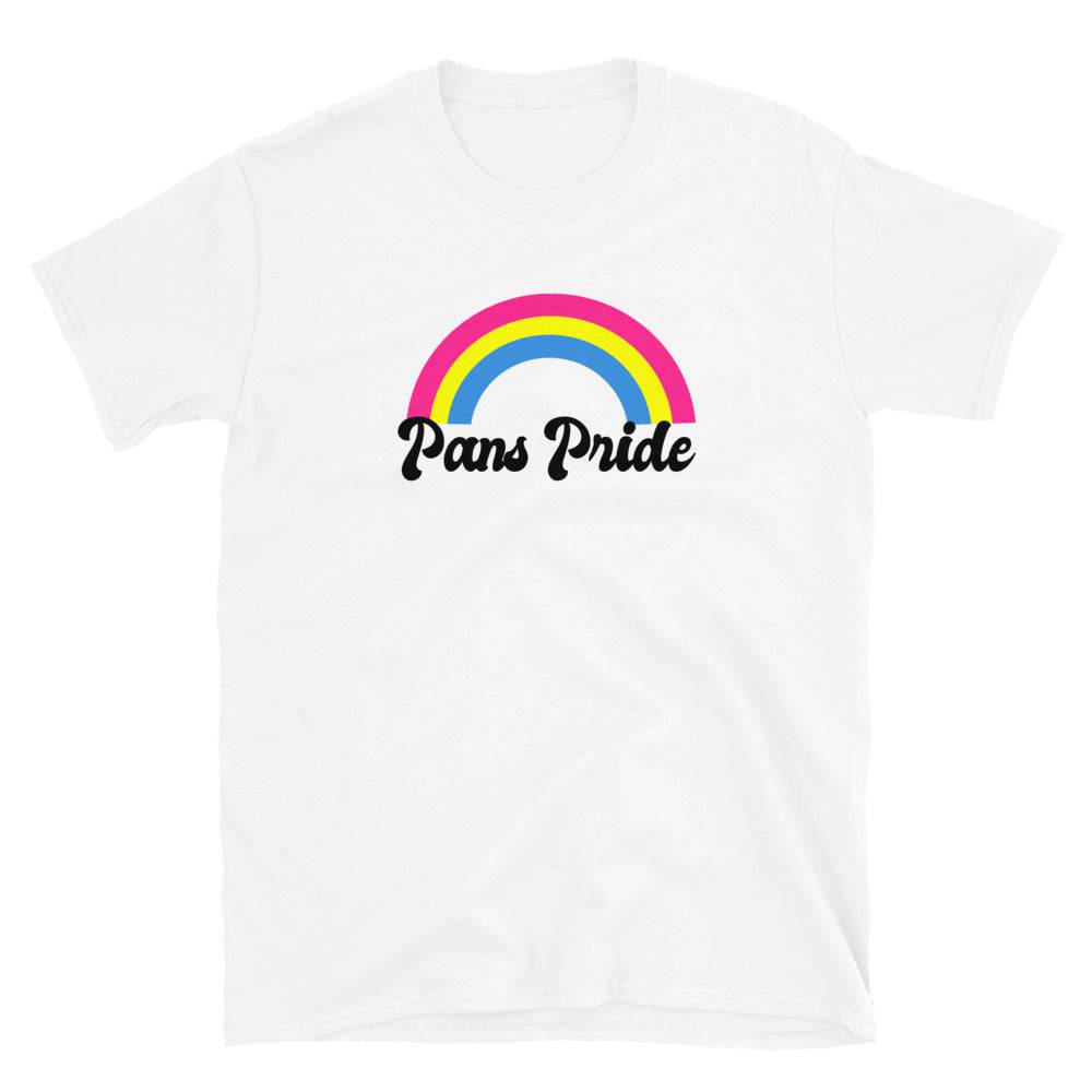 Pansexual pride classic rainbow tee, view 3 — Rose Gold Co