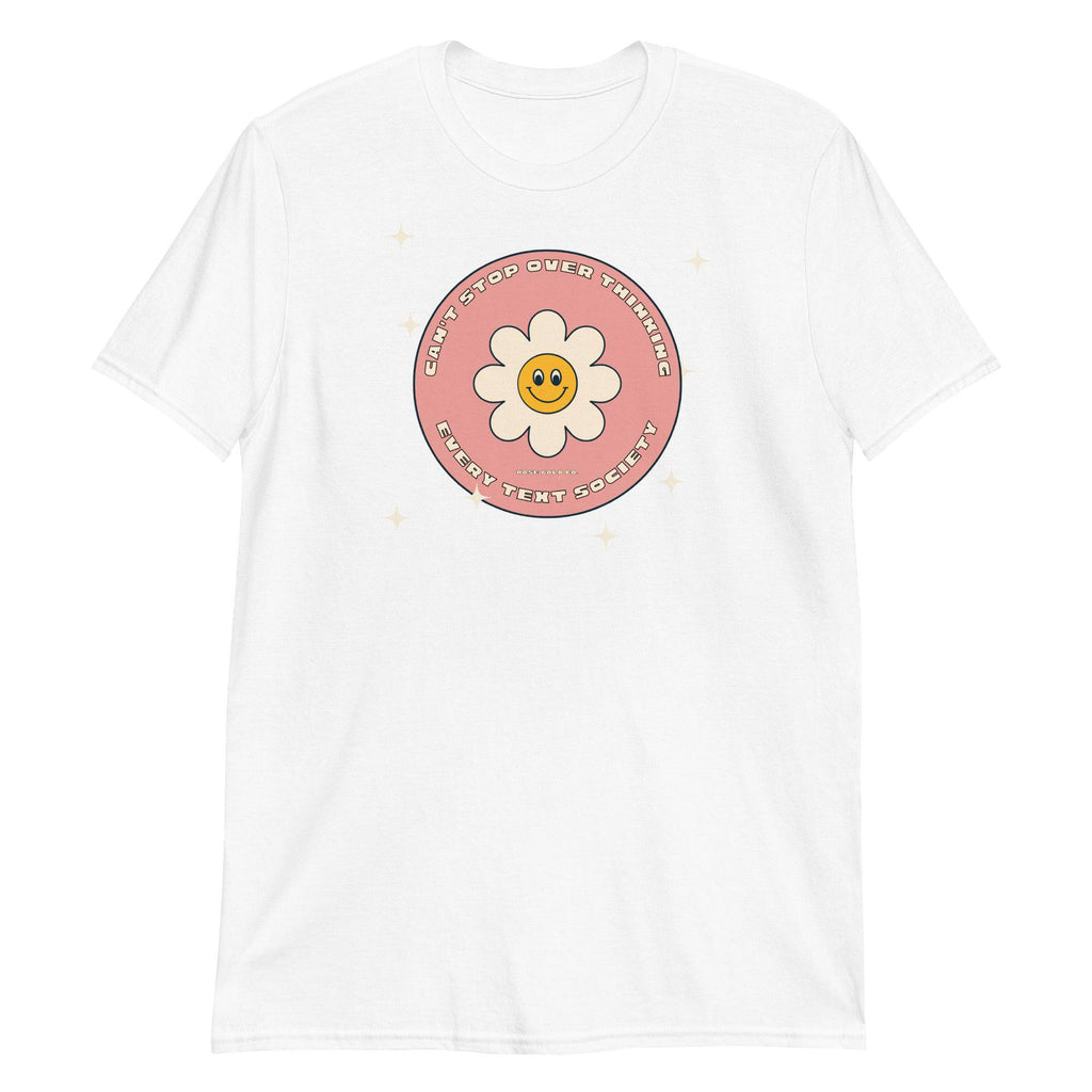 I Can't Stop Overthinking Every Text Club tee, view 4 — Rose Gold Co