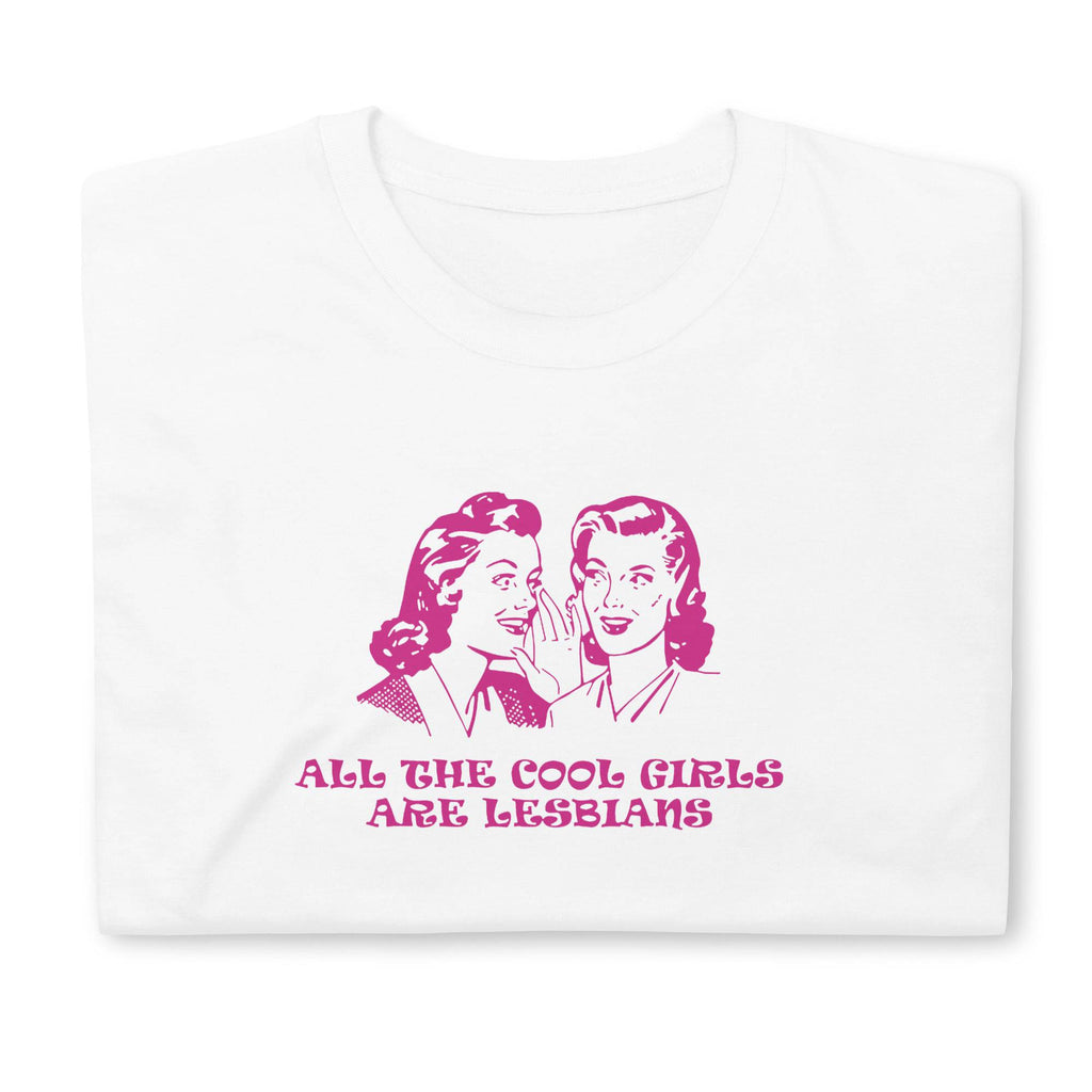 All Cool Girls Are Lesbians white graphic tee, view 2 — Rose Gold Co