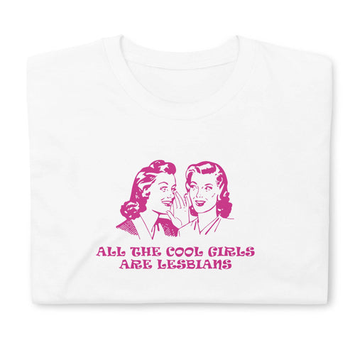All Cool Girls Are Lesbians white graphic tee, view 2 — Rose Gold Co