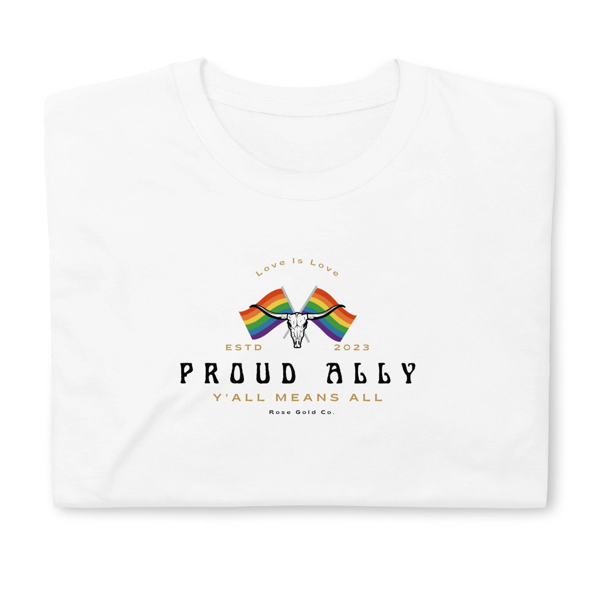 Proud Ally Longhorn tee, view 3 — Rose Gold Co