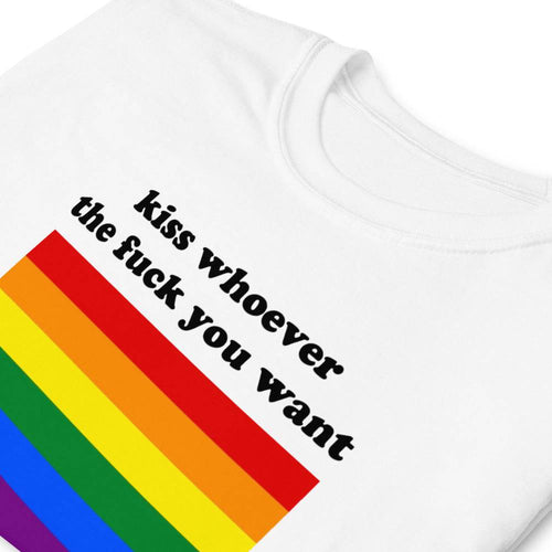 Kiss Whoever Tf You Want rainbow graphic tee, view 2 — Rose Gold Co