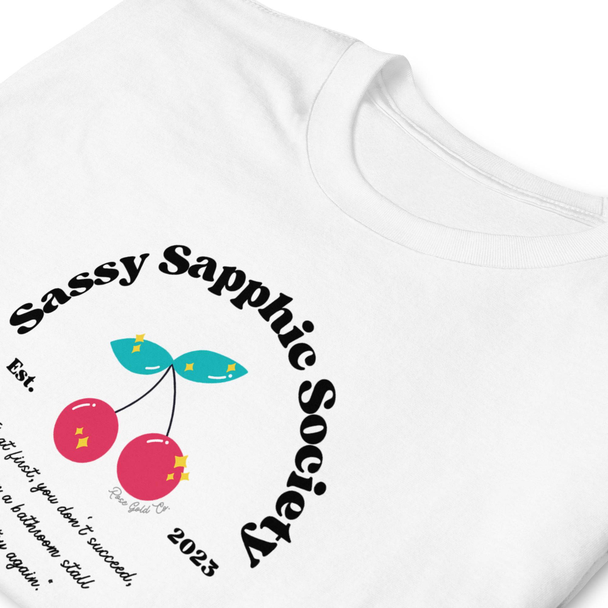 Sassy Sapphic Society Club tee, view 5 — Rose Gold Co