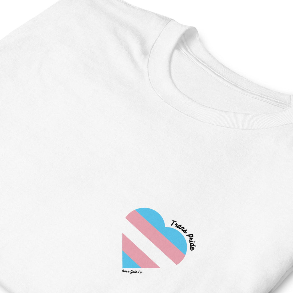 Trans pride flag heart tee, view 9 — Rose Gold Co