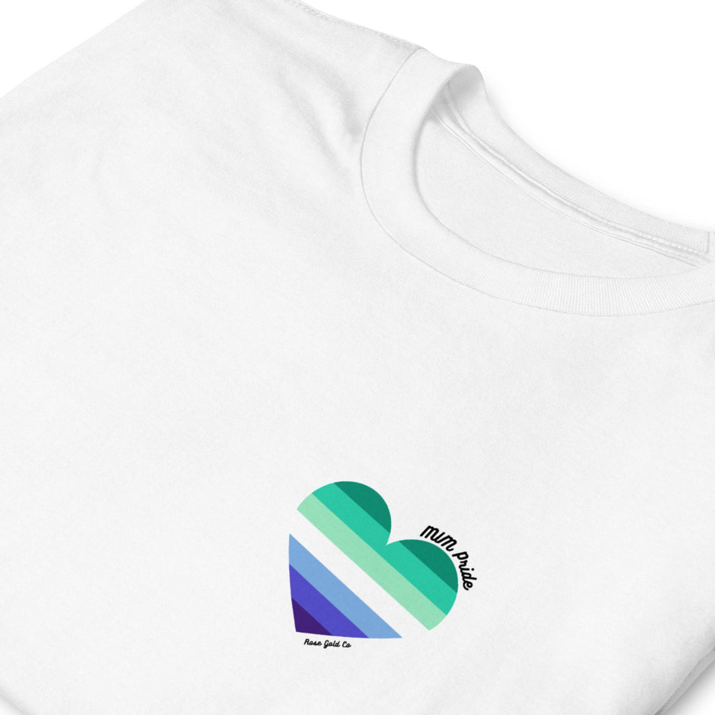 MLM pride flag heart tee, view 10 — Rose Gold Co
