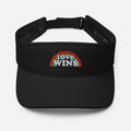 Love Wins embroidered rainbow sports visor, front — Rose Gold Co