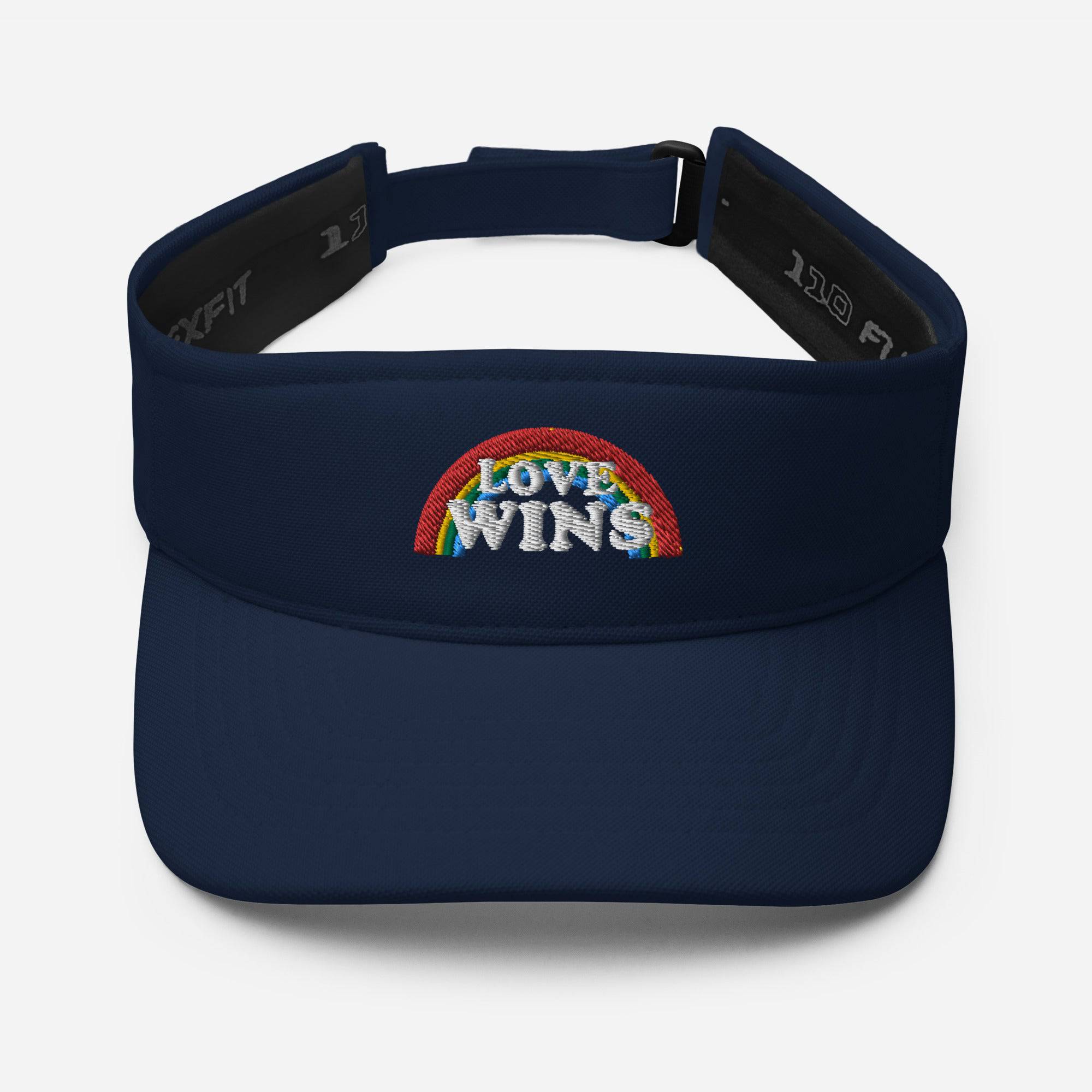 Love Wins embroidered rainbow sports visor, view 10 — Rose Gold Co