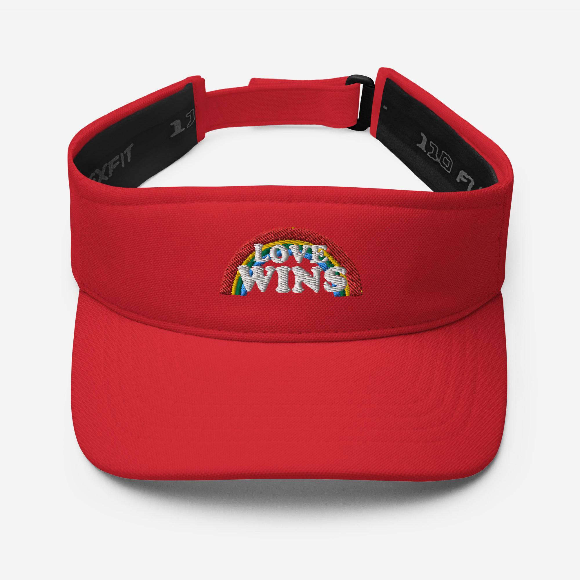 Love Wins embroidered rainbow sports visor, view 16 — Rose Gold Co