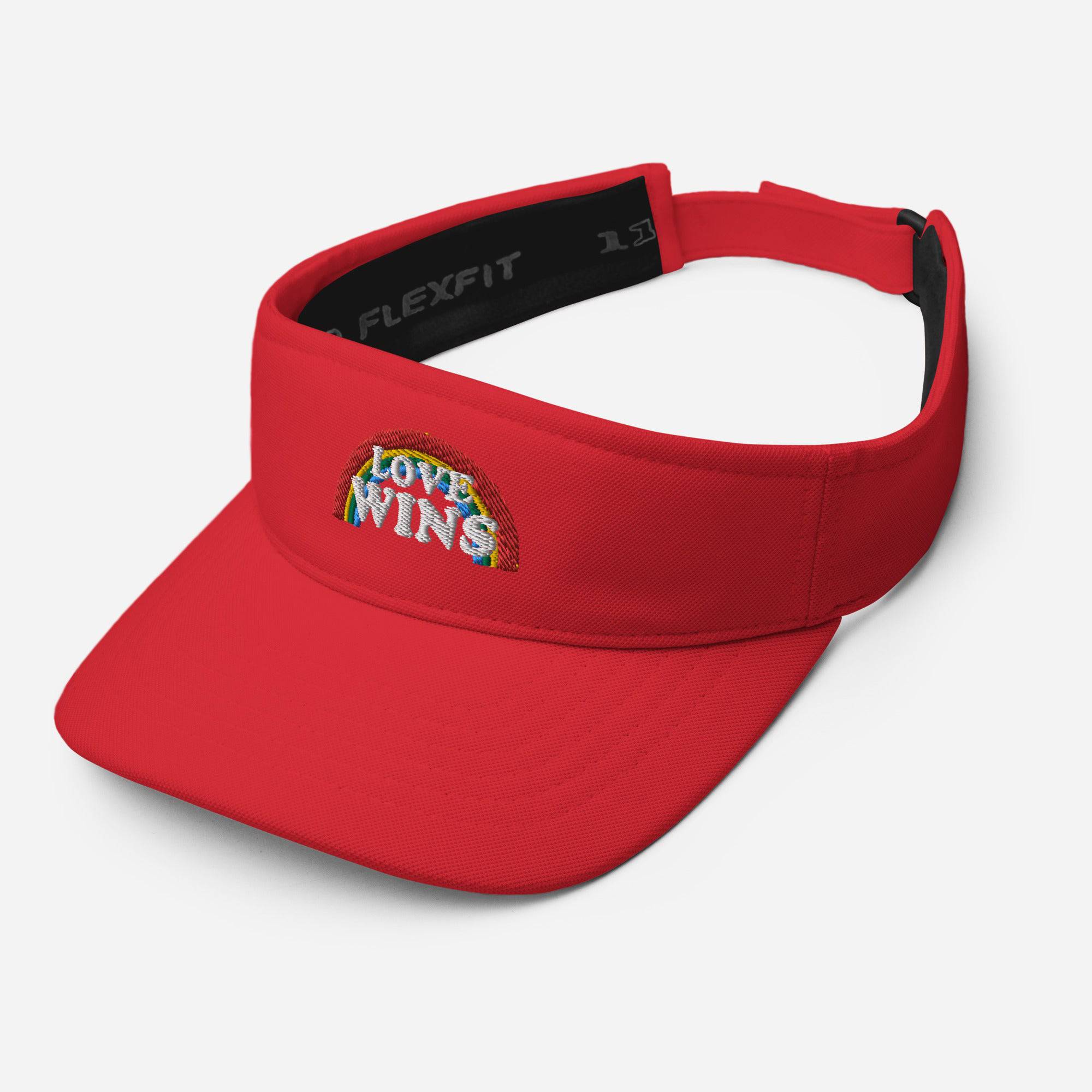 Love Wins embroidered rainbow sports visor, view 18 — Rose Gold Co