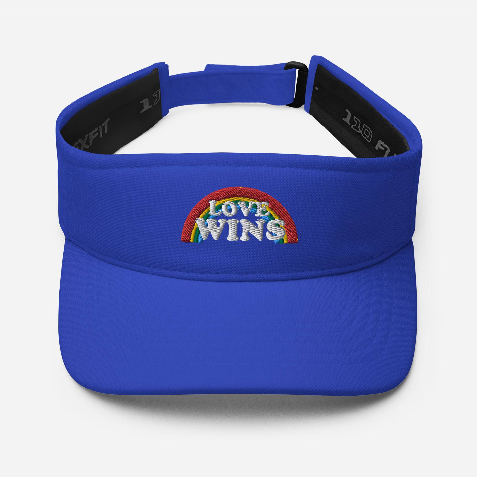 Love Wins embroidered rainbow sports visor, view 13 — Rose Gold Co