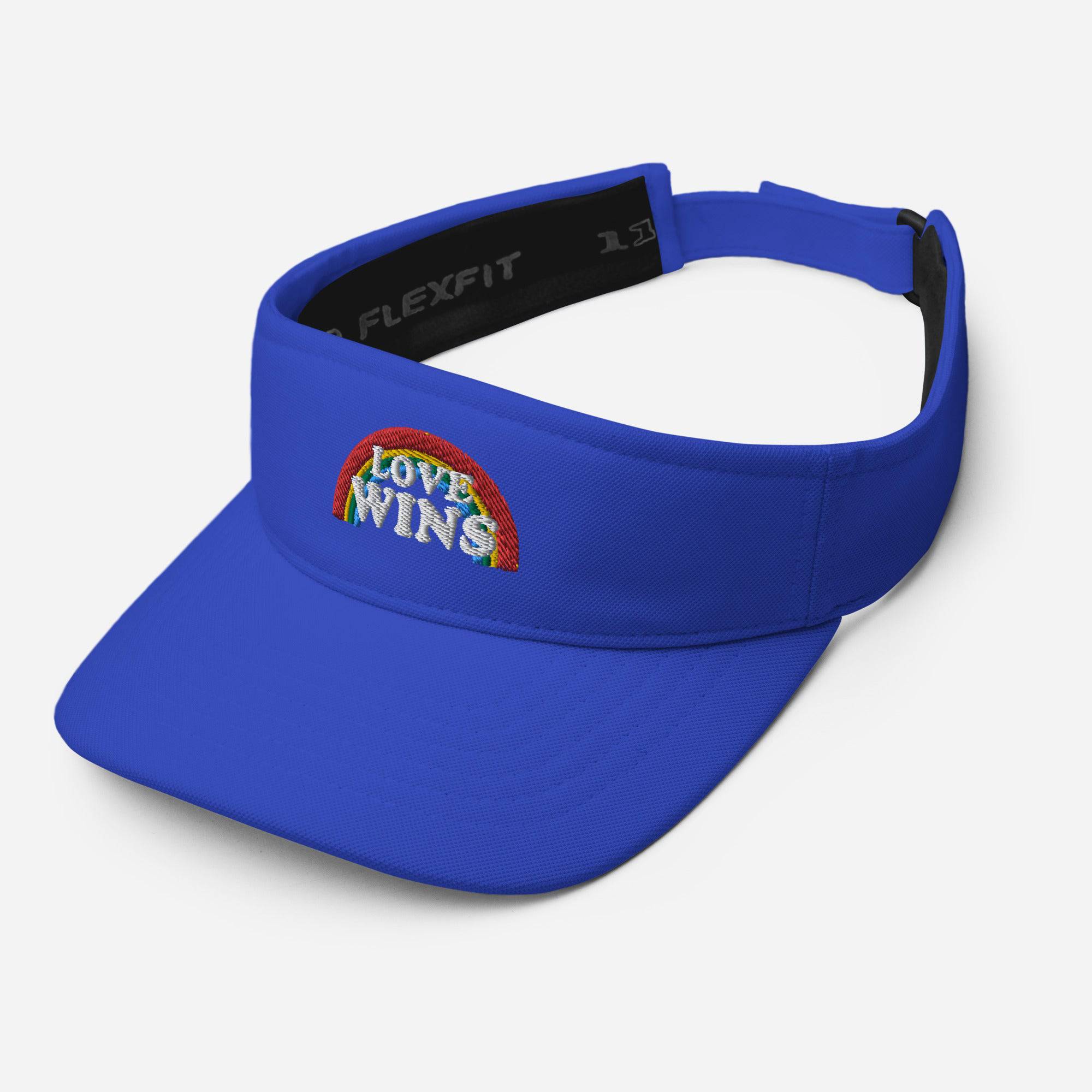 Love Wins embroidered rainbow sports visor, view 15 — Rose Gold Co