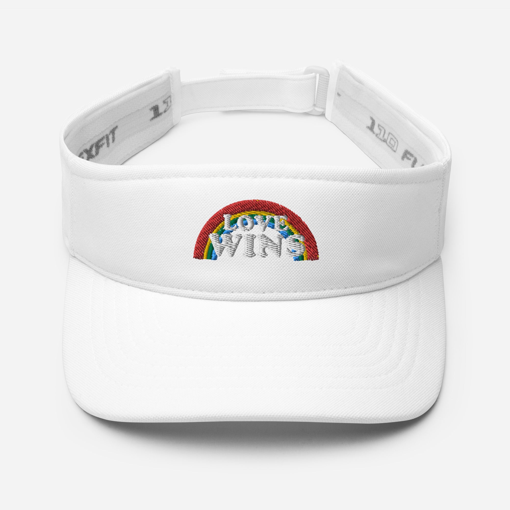 Love Wins embroidered rainbow sports visor, view 19 — Rose Gold Co